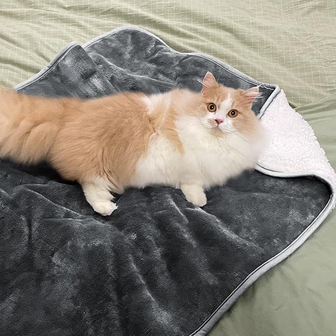 Soft Waterproof Blanket for Bed Couch Sofa, Dark Grey, 30x40 inches | Liquid Pee Proof Pet Blanket for Dog Puppy Cat, Reversible Sherpa Fleece Blanket for Couch Cover, Furniture Protector - Image 2