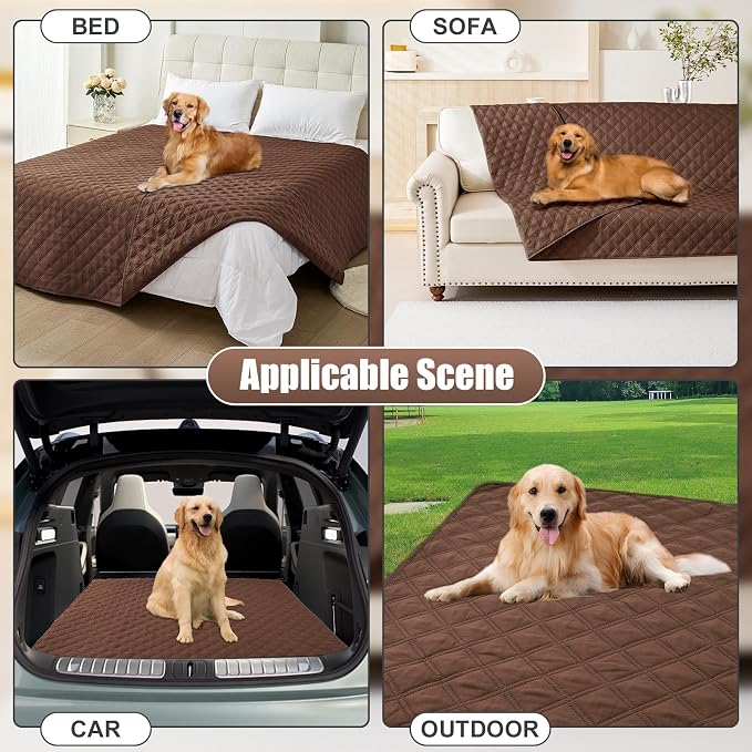 Smiry Waterproof Reversible Pet Couch Covers for Dogs | Pet Friendly, Soft Fabric, Washable Sofa Furniture Protector for Dogs Cat Kids, Checkered (30"x70", Brown/Brown) - Image 7