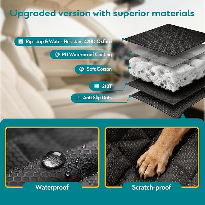 Dog Car Seat Covers Waterproof Front Full Protection Cover with Side Flaps - Image 3