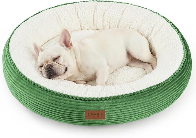 Love's cabin Round Donut Cat and Dog Cushion Bed, 30in Pet Bed for Medium or Large Dogs, Anti-Slip & Water-Resistant Bottom, Soft Durable Fabric Pet Beds, Washable Calming Cat Bed, Light Green by Lovescabin