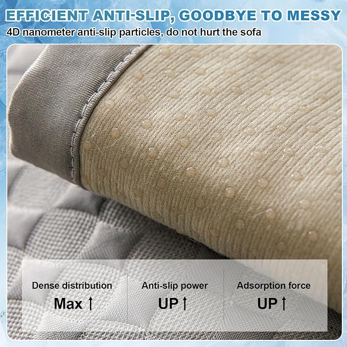 OTOB Cooling Couch Cover for Dogs Washable Non Slip Sofa Protector, 1 Piece | Elegant Gray, 35.4"x70.9", Premium Ice Silk Fabric, Modern Geometric, Soft, 3D Breathable, Pet Friendly Furniture Cover - Image 5