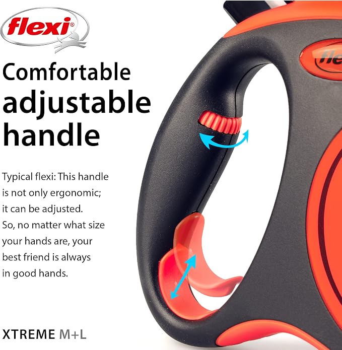FLEXI® Xtreme Tape Retractable Dog Leash, Medium, 16 ft - Orange/Black | German engineered, original flexi leash, durable quality for dogs up to 77 lbs, tangle-free, walking, reliable brake system - Image 6