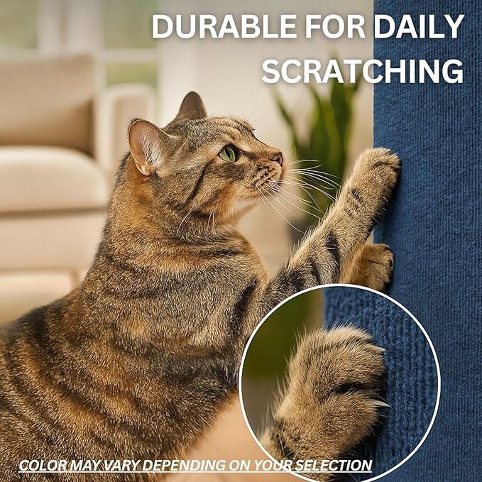 Cat Scratch Mat (3 Pack), 23.6’’ x 11.8’’ Cat Wall Corner Scratcher, Versatile Self-Adhesive Replacement Easy Use for Cat Trees Wall Furniture, Scratching Posts, and Couch Protection (Beige) - Image 6