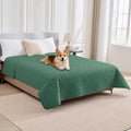 PAWFINITY Waterproof Bed Cover for Dogs, Pet Blanket for Mattress Washable | Paw Print Quilted, Hair Resistant, Anti Cat Scratch, Pee Proof Furniture Protector for Bed, Couch and Sofa, 52x82 Inch, Green by Pawfinity