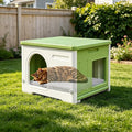 Plastic Cat House Outdoor & Indoor, Waterproof Feral Cat Houses with Escape Door, Sturdy Outdoor Cat House with Bed Mat, Outside Cat Shelter for Small Pet, Assemble and Clean Easily-Green by CSQOO