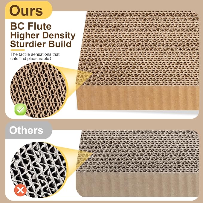 Cat Scratching Board 3 Pack – Reversible Cardboard Scratcher for Indoor Cats, Wide Boxed Scratch Pads with Bell Ball, Durable Corrugated scratchers as Furniture Protector - Image 6