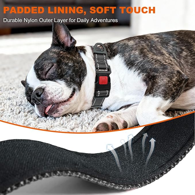 Taglory Reflective Small Dog Collar, Comfortable for Safe Night Walks,Black | Night-Walk Visibility, Soft Neck Cushioning, Adjustable 10-16 in, Locking Buckle, D-Ring for Leash and ID Tags - Image 4