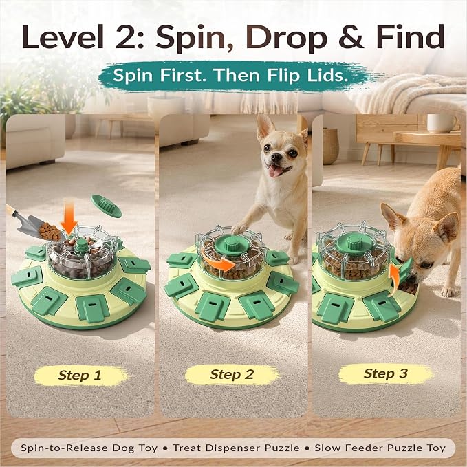 KADTC 2-Level Dog Puzzle Toys, Treat Dispenser & Slow Feeder for Small Dogs | Paw-Activated 2.5-Cup Chamber Fills 8 Wells | Custom Flow | Calmer Meals | Indoor Brain Games | Burns Energy | Beats Boredom. - Image 4