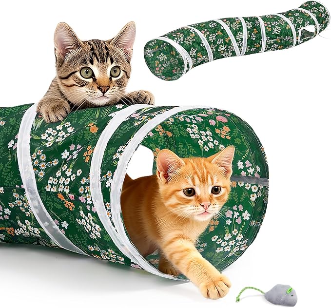 Glittme S-Shape Cat Tunnel, Foldable Cat Tunnels for Indoor Cats | Interactive Bunny Tunnel And Cat Tubes With Crinkle Sounds. Ideal For Kittens, Ferrets And Small Pets To Hide, Play Or Rest by Glittme