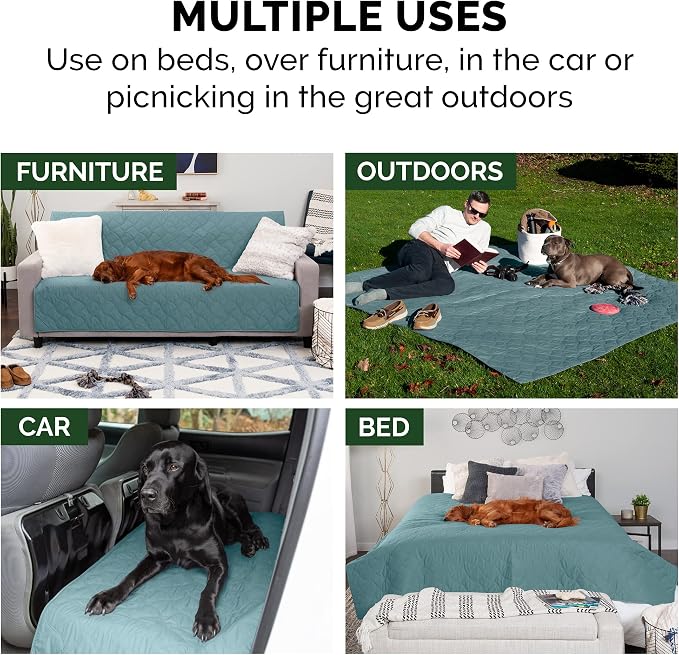 Furhaven Waterproof & Non-Slip King Size Mattress Cover Protector for Dogs & Cats, Washable, For Beds, Couches, & Car Seats - Quilted Twill Blanket Mattress Cover - Nile Blue, Jumbo/King Size - Image 11