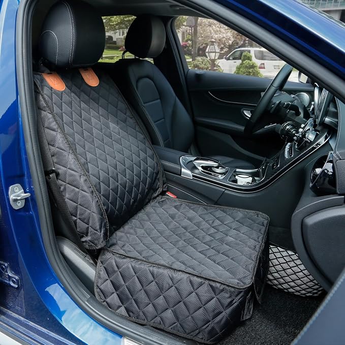 PETICON 2 Pack Pet Car Seat Cover for Front Seat, Captain Chair Seat Cover | Waterproof Pet Seat Protector, Full Protection with Side Flaps, Non-Slip, Large Front Storage Pocket, Fits Cars/Trucks/SUVs - Image 2
