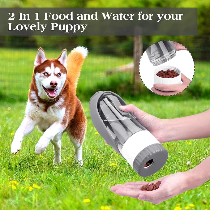 TIOVERY Dog Water Bottle Dispenser for Walking, Pet Water Feeder Container Portable with Drinking Cup Bowl Outdoor Hiking, Travel Large Grey - Image 6