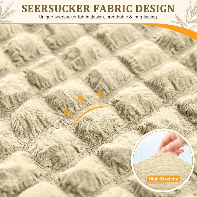 ALIECOM Corner Sectional Couch Covers Washable Sofa Cover L Shaped Couch Cover for Dogs Pets Stretch Soft Sectional Slipcovers with Non Slip Strips U Shape Furniture Protector (Bubble-Beige, Medium) - Image 4