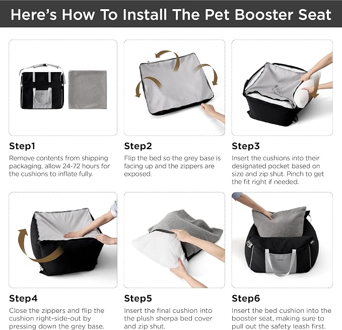 Lesure Dog Car Seat for Small Dogs,Booster Car Bed for Puppy Under 25lbs | Soft Pet Carseat with Clip-On Safety Leash and Thickened Memory Foam Filling,Dog Travel Carrier Bed with Storage Pocket,Pink - Image 7