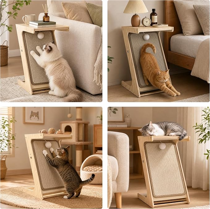 Cat Scratching Post Z-Shaped Cats Scratcher Side Table for Couch Sofa | Protector for Cat Claws, Removable Sisal,Wooden Frame, Durable Scratching board for Indoor Cats - Image 6