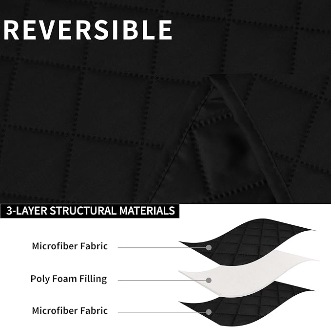 Easy-Going Oversized Recliner Sofa Cover, Reversible Couch Cover for 3 Seat Recliner, Split Sofa Cover for Each Seat with Elastic Straps for Kids, Dogs, Pets (3 Seater, Black/Black) | Sofa Slipcover For Dogs, Sofa Cover For Oversized Recliner, Furnitur... - Image 5
