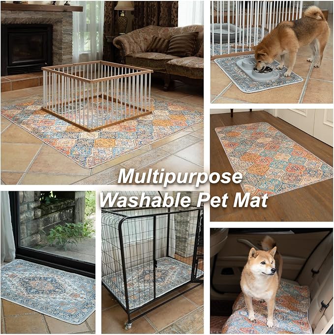 nunubaby Washable Pee Pads for Dogs, Stylish, Non-Slip and Leak-Proof Pee Pads. Reusable Potty Pads for Dogs for Crates and Floors.(Beige/Multi, 72" x72" ) - Image 6