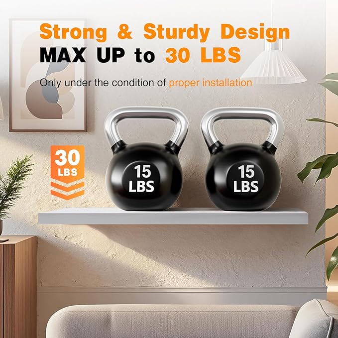 BAYKA White Floating Shelves 35.4in, Set of 2, Wall Mounted for Wall Decor | Easy Install, 30lbs Max Load, Hidden Bracket, Shelving for Room Bathroom Bedroom Kitchen Storage, Multi-Wall Compatible - Image 5