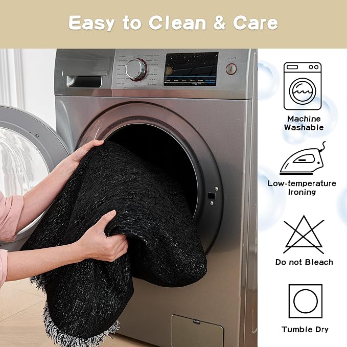 MYSKY HOME Black Couch Covers, Couch Cover 2 Cushion Sofa Pet Couch Cover for Sofa, Sectional Couch Covers L Shape Throw Sofa Cover, Soft Washable Pets Covers for 2 Cushion, 71"x118", Black - Image 6