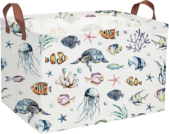 Sanjiaofeng Rectangular Kids Basket Ocean Storage Bins,Boys and Girls Storage Basket with Handles.Clothers,Toys,Books,Kid's Gifts Bins. (Ocean) by Sanjiaofen