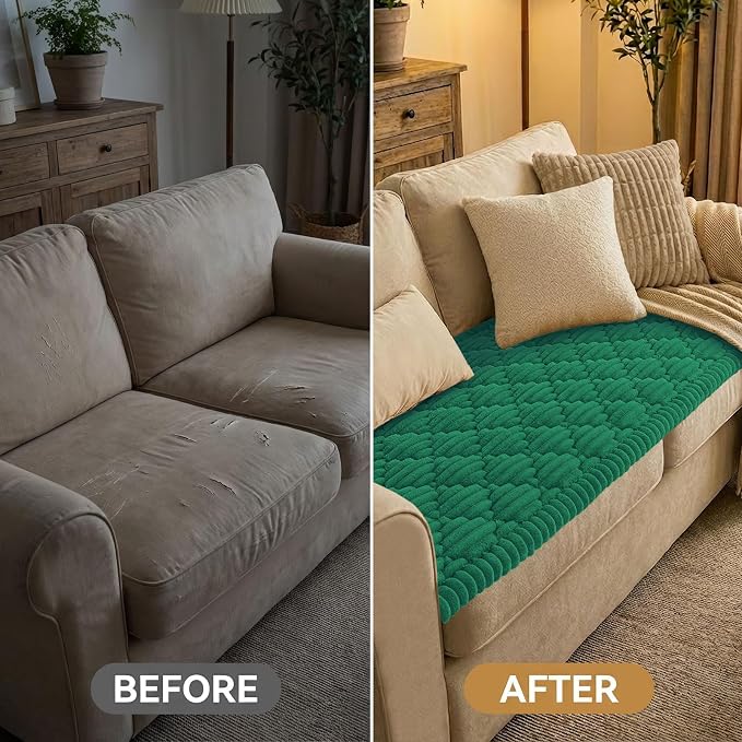 Smiry Couch Cover for Dogs Washable, Non Slip Fuzzy Pet Sofa Protector | Soft Thick Furniture Cover for Sofa, Loveseat and Sectional, Scratch & Pet Hair Resistant (Emerald Green, 27.6" x 59") - Image 7