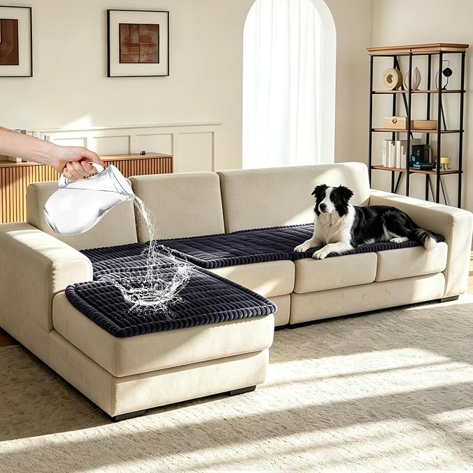 Leakproof Couch Cover for Dogs, Non Slip Washable Sofa Protector | Stain-Resistant Window Seat Cushions Chair Mat Car Seat Cover for Kids Pets (DarkGray 27.6" x 59"+27.6" x 70.9") by Wnote