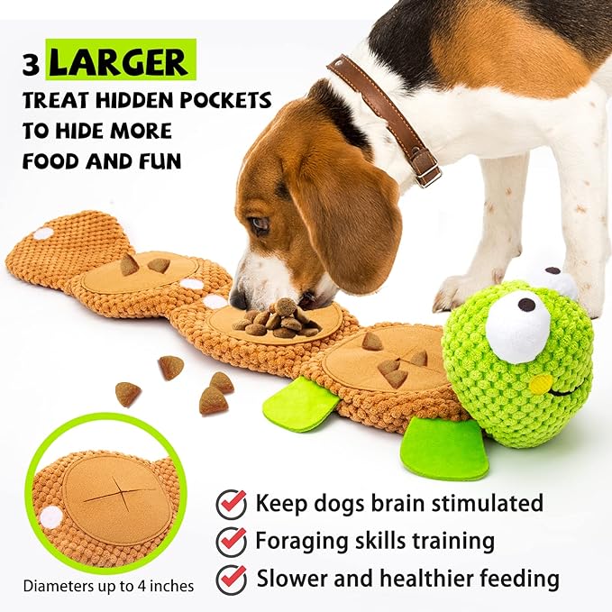 lilfrd Dog Puzzle Enrichment Toy, Squeaky Crinkle Plush Turtle Puppy Toy | Mental Enrichment, Energy Release, Perfect for Small Medium Large Dogs - Image 2