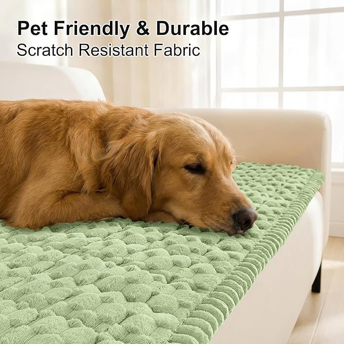 Smiry Non Slip Couch Covers for Dogs, Scratch Resistant Pet Sofa Protector | Machine Washable Soft Fuzzy Thick Furniture Cover for Sofa Loveseat Sectional Large Dogs, Sage Green, 27.6" x 47" - Image 3