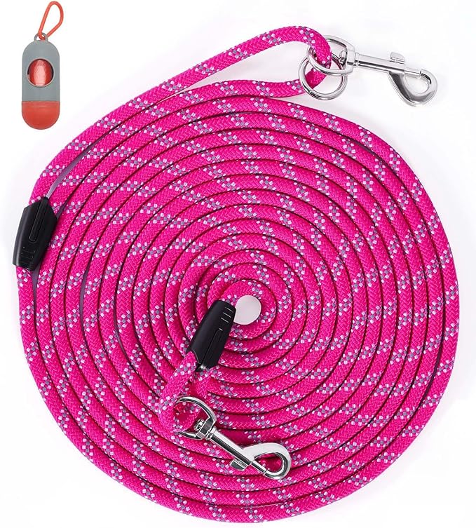 Long Dog Leash for Dog Training 100FT, Heavy Duty Dog Lead for Large Medium Small Dogs Outside Walking, Playing, Camping, or Yard,Hot Pink by Lanwandeng