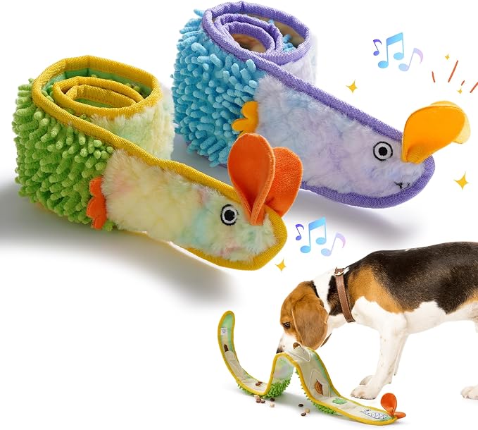 Nocciola EEL Squeaky Dog Toy, Tough No Stuffing Toy for Tug of War, Puppy Interactive Puzzle Fun to Keep Them Busy, Cognitive Crinkle Dog Toy for Large Medium Small Breed, Blue&Yellow by Nocciola