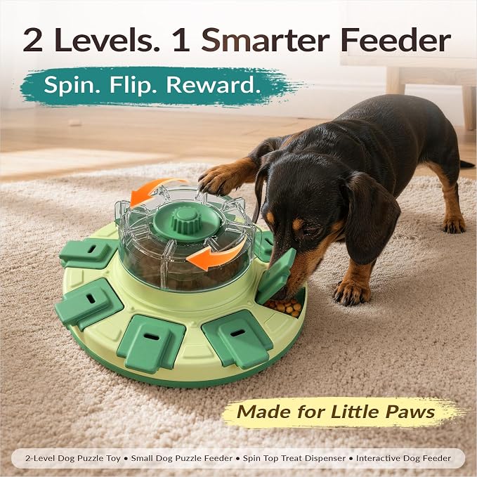 KADTC 2-Level Dog Puzzle Toys, Treat Dispenser & Slow Feeder for Small Dogs | Paw-Activated 2.5-Cup Chamber Fills 8 Wells | Custom Flow | Calmer Meals | Indoor Brain Games | Burns Energy | Beats Boredom. - Image 2
