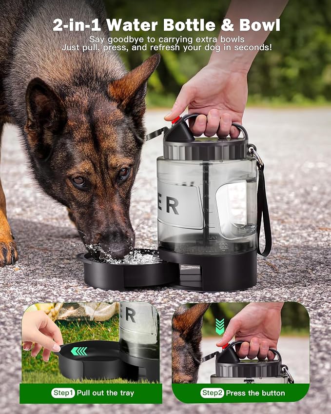 SwSun 77oz Large Dog Water Bottle, Portable Dog Travel Water Dispenser with Pull-Out Bowl, Ideal for Hiking, Camping, Dog Parks, Leak-Proof BPA-Free Outdoor Dog Water Bottle for Large Dogs,Black - Image 3