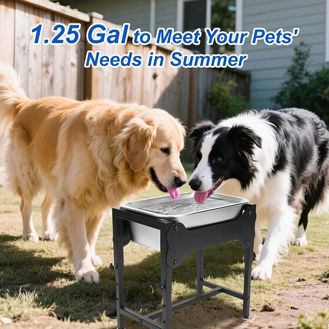 YUEPET Elevated Water Bowl for Dogs, Outdoor Raised Dog Water Bowl 1.25 Gal | 4 Heights Adjustable, Stainless Steel Dog Water Bowls, Raised Dog Water Bowl with Stand, 1.25 Gallon ,Food and Water Use - Image 8