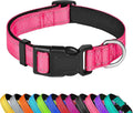 Reflective Dog Collar, Adjustable Soft Neoprene Padded,Hotpink,XL | Breathable Nylon for Extra Large Dogs,Tear-Resistant Webbing,Chafe‑Free on Walks and Hikes,Metal D-Ring,Night Safety by PWOD