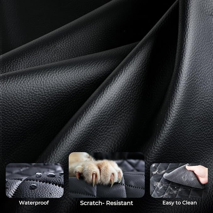 Dog Car Seat Cover for Tesla Model 3 Model Y, Scratch-Resistant Leather with 360° Full Coverage, Non-Slip Car Dog Hammock with Window Flap Insert Fixing, Waterproof Car Seat Protector for Back Seat - Image 4