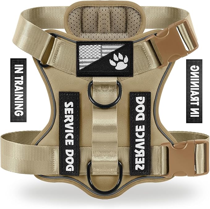 Service Dog Harness, Reflective Dog Vest Harness with 5 PCS Patches, Adjustable Soft Oxford Pet Harness, Inner Layer Mesh, Easy to Control for Small Medium Large Dogs by DemigreatLLC