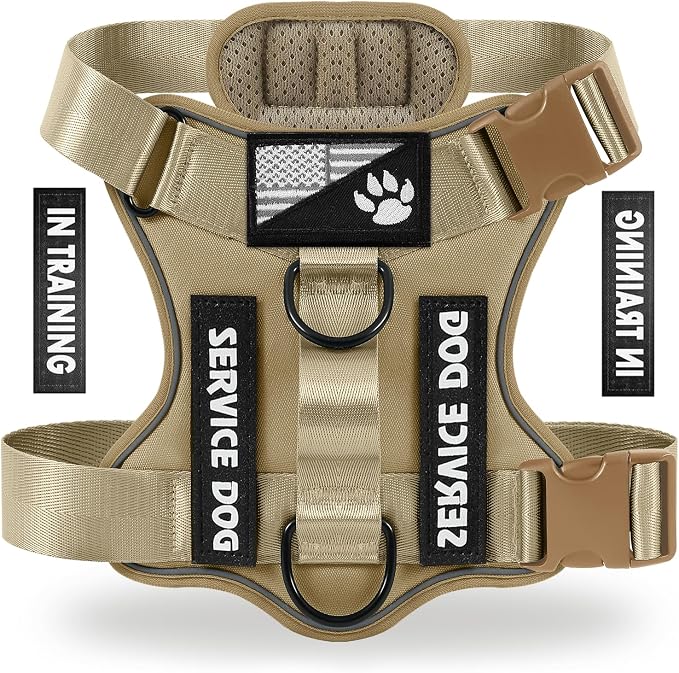 Service Dog Harness, Reflective Dog Vest Harness with 5 PCS Patches, Adjustable Soft Oxford Pet Harness, Inner Layer Mesh, Easy to Control for Small Medium Large Dogs by DemigreatLLC