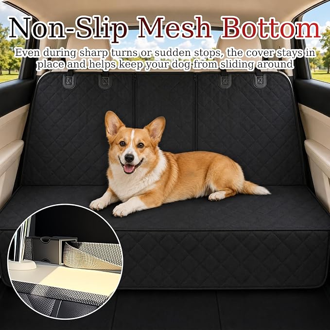 Water & Scratch Resistant Dog Car Seat Cover for Back Seat | Protects Car Seats,Non-Slip,Pre-Cut Holes,Oxford Cloth Material,Easy to Clean,Universal Fit for Cars,SUVs,MPVs - Image 6