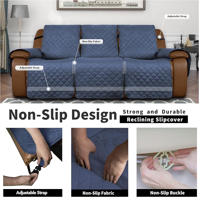 Easy-Going Reversible Couch Cover for 3 Seat Oversized Recliner, Dark Blue | Sofa Slipcover For Dogs, Sofa Cover For Oversized Recliner, Furniture Protector Mat, Pet Friendly - Image 4