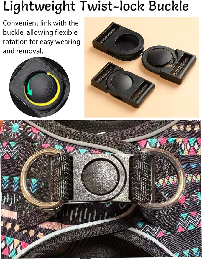 Mihqy Step in Dog Harness and Leash Set, Breathable Mesh, Black Bohemia,L | Reflective, Adjustable No Pull Harnesses for Small Medium Dogs, Lightweight Vest Harnesses, Fashion Design - Image 6