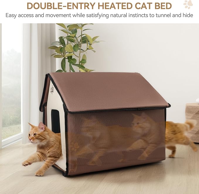 ALL FOR PAWS Heated Cat House, Indoor Cats Home for Winter with Heated Pad, Cat Houses & Condos, Heater Cat Bed for Feral Kitty, Thermo Kitty Home - Image 5