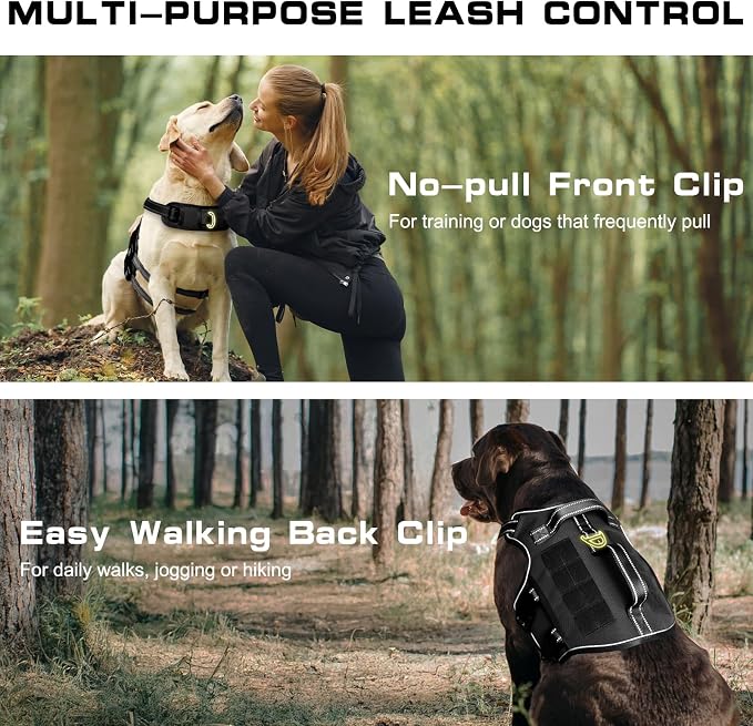 Dog Harness, Tactical No Pull for Small Sized Dog with Handle | Breathable Soft Padded, Adjustable, Reflective, Molle System, Heavy Duty, No Choke for Walking Training, Black Small - Image 3