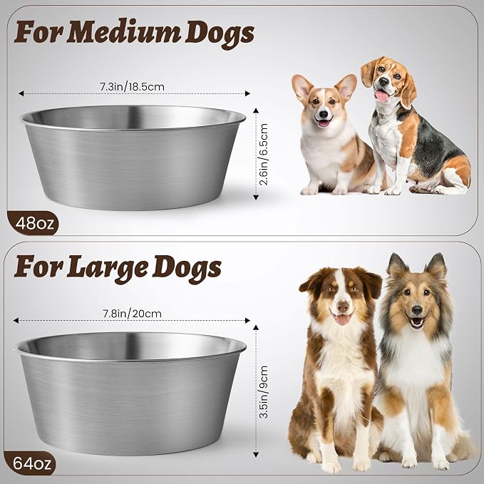 Heavy-Duty Stainless Steel Dog Bowl - Food Grade 304, Rustproof & BPA Free - Easy to Clean, Dishwasher Safe -Medium (48oz, 6 Cups) for Dogs 40-80lbs - Image 2