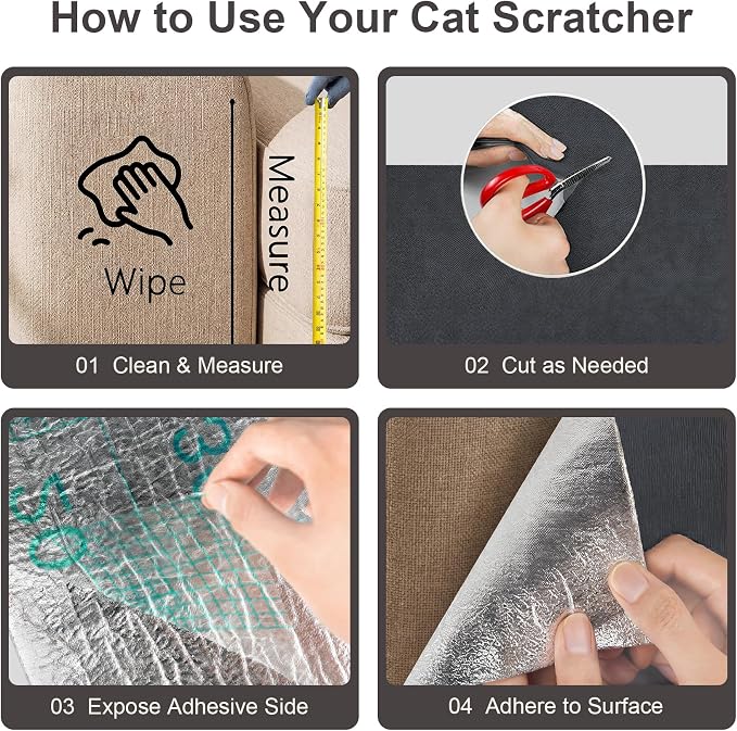 Small Cat Scratcher, 23.6x11.8 Cat Scratch Furniture Protector | Trimmable, No-Shedding Cat Scratch Pad with Self-Adhesive Backing for Climbing, Protects Walls and Couch, Dark Gray - Image 5