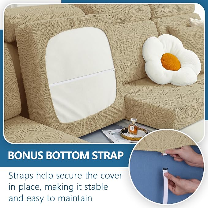hyha Individual Couch Cushion Covers, Sofa Seat Cushion Covers Washable | Stretch Dog Couch Cover, Elastic Bottom, Anti-Slip Furniture Protector, Ideal For Pets & Kids, Durable Sofa Slipcover, Medium - Image 4