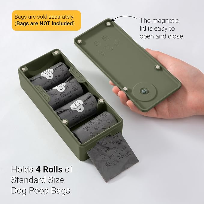 SVD.PET Dog Poop Bag Dispenser, Wall Mount Pet Waste Bag Dispenser Station | Weatherproof Outdoor or Indoor Bag Holder, Easy to Refill Magnetic Cover (Army Green, Dispenser only) - Image 2