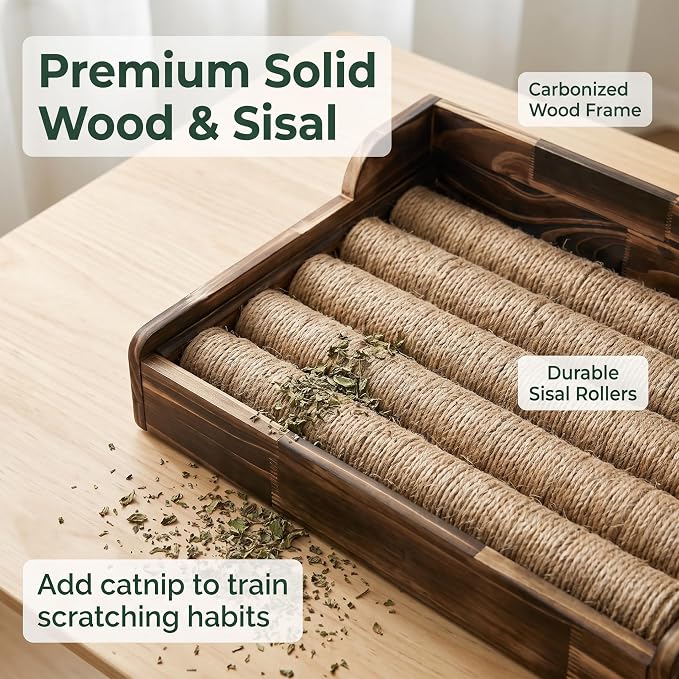 Cat Litter Box Step with Sisal Scratching Post Litter Catcher Mat (Green) | Multi-Purpose Wood Anti-Tracking Cat Scratcher Bed Litter Box Ramp, Fits Standard Cat Litter Boxes - Image 9