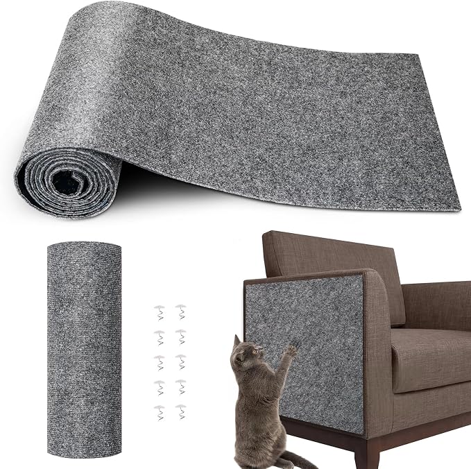 Cat Scratch Furniture Protector, 78.7"x15.8" Cat Scratch Pad for Couch | Trimmable Self-Adhesive DIY Sofa Wall Cats Tower Mat, Replacement Pads from Pet Claws, Light Gray by Fmelut