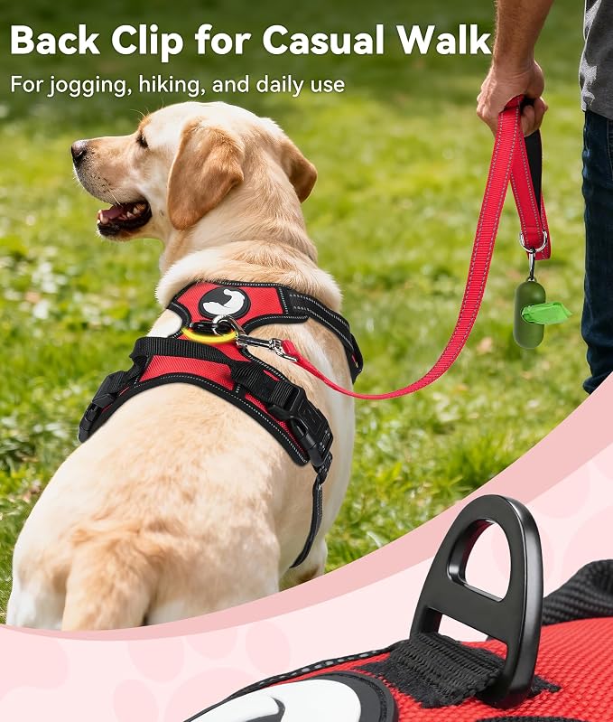 Joytale No Pull Dog Harness for Small Dogs, Front Clip, Red | Grab Handle for Instant Control, Padded & Adjustable Vest, Sturdy Metal D-Rings, for Safe Training & Daily Walking - Image 4
