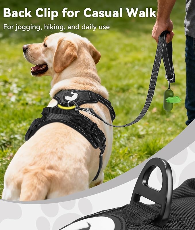 Joytale No Pull Dog Harness Medium Sized Dog, Front Clip, Black | Grab Handle for Instant Control, Padded & Adjustable Vest, Sturdy Metal D-Rings, for Safe Training & Daily Walking - Image 4
